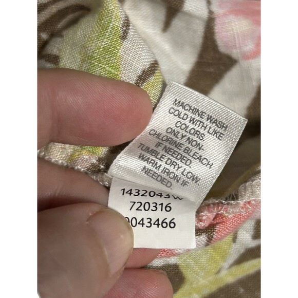 J Jill Womens Button Up Plus 3X Tropical Floral Linen Vacation Preppy Whimsical - Picture 7 of 8